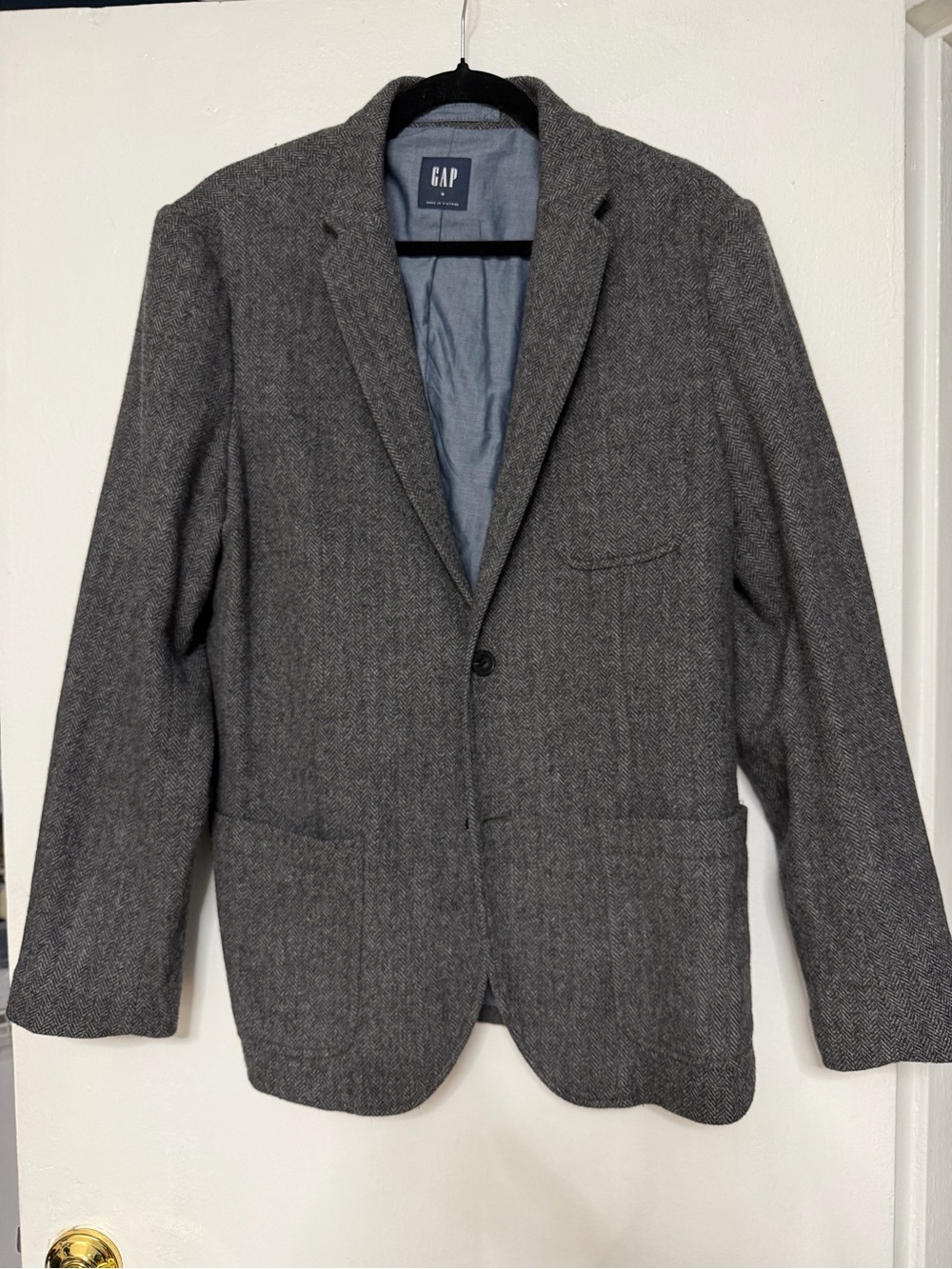 GAP Gray Wool Herringbone Blazer